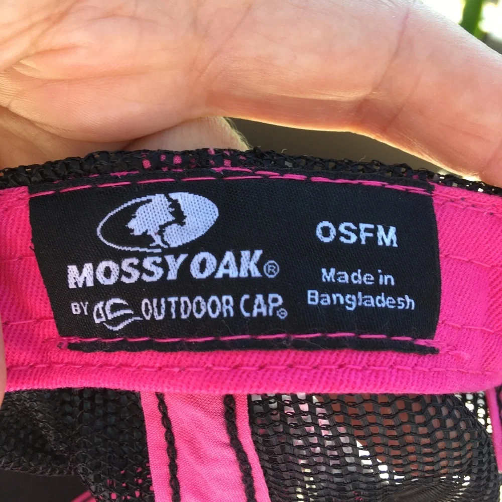 Mossy Oak by Outdoor Cap Black Hat with Pink Logo O/S Hunting Fishing